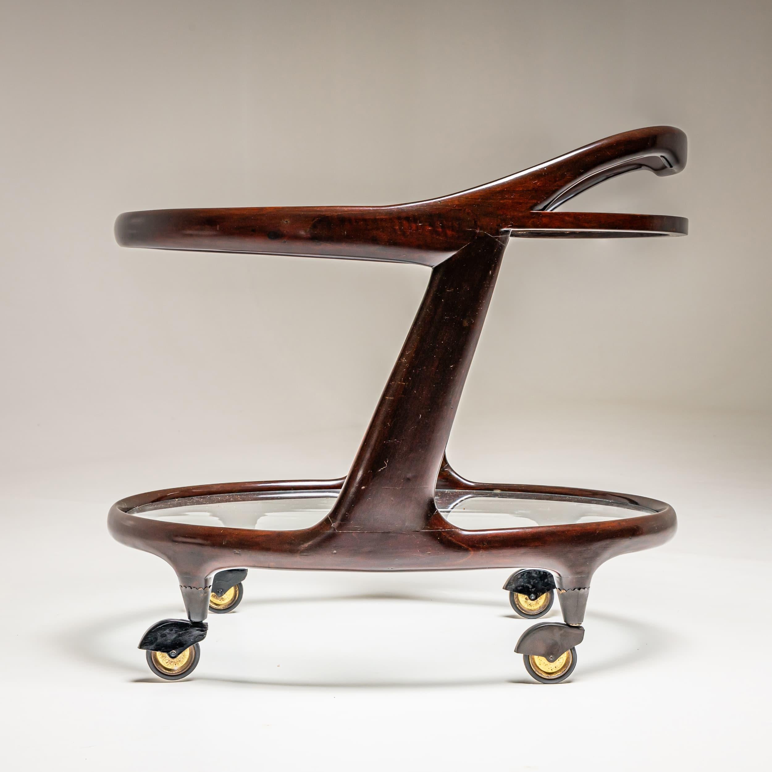 Impiallacciato Carrello da bar nello stile di Cesare Lacca, Italia, anni '50 in vendita