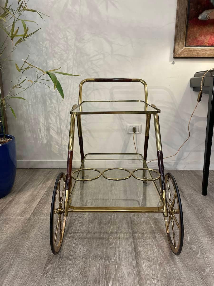 Bar cart in the style of Cesare Lacca, Italy, 1950s For Sale 1
