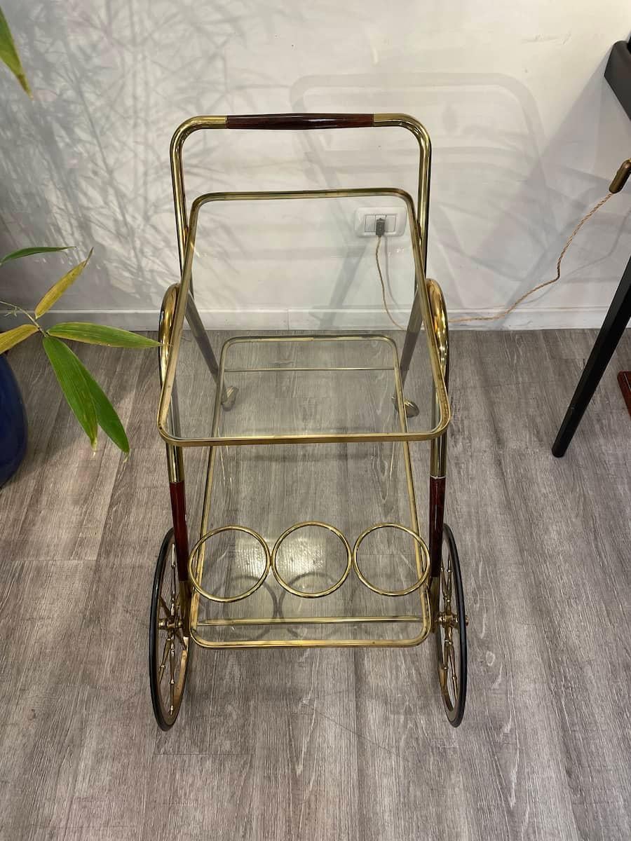 Bar cart in the style of Cesare Lacca, Italy, 1950s For Sale 2