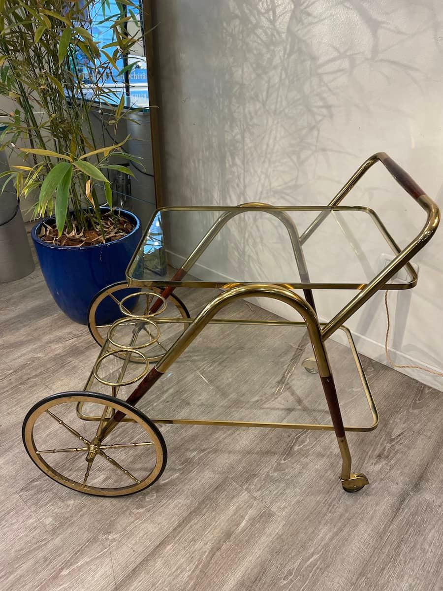 Bar cart in the style of Cesare Lacca, Italy, 1950s For Sale 3