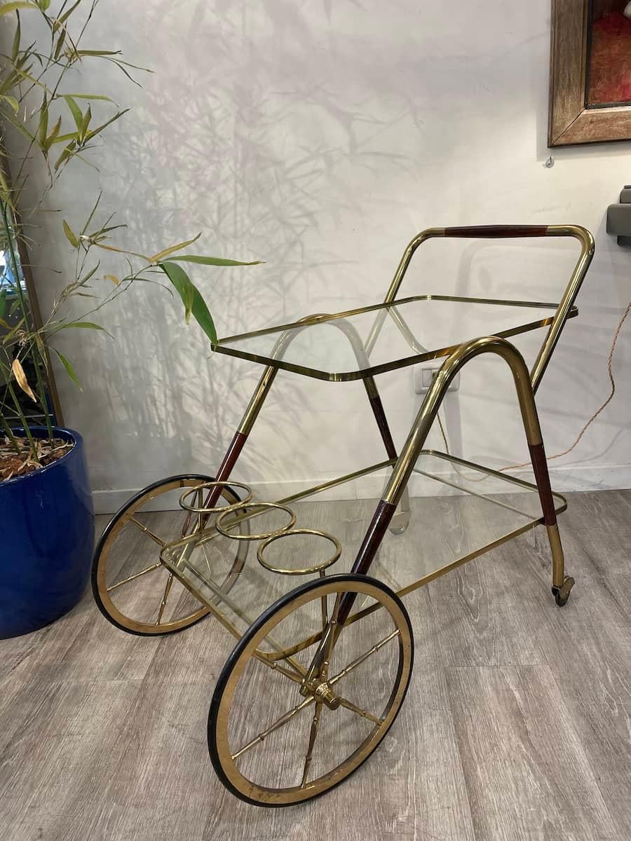 Bar cart in the style of Cesare Lacca, Italy, 1950s For Sale 4