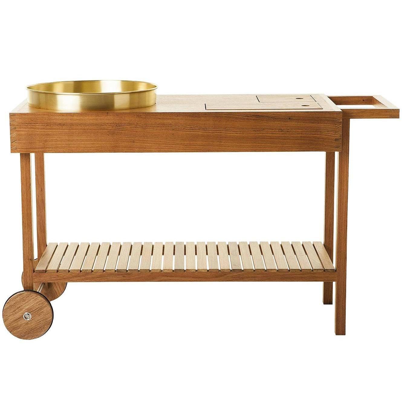 Carrito de bar de madera tropical brasileña, diseño contemporáneo en venta