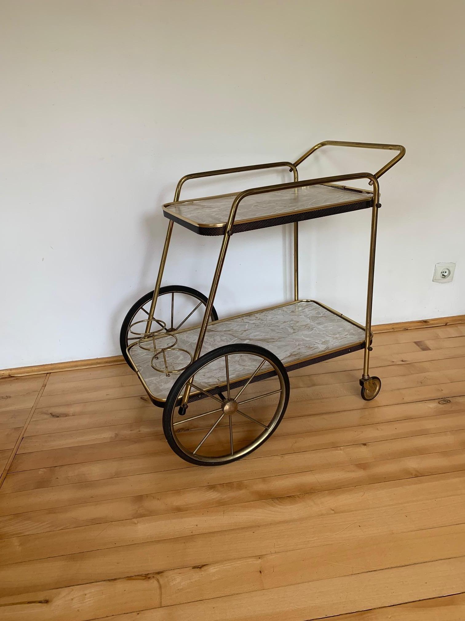 Brass Bar Cart, Italy, 1960s For Sale