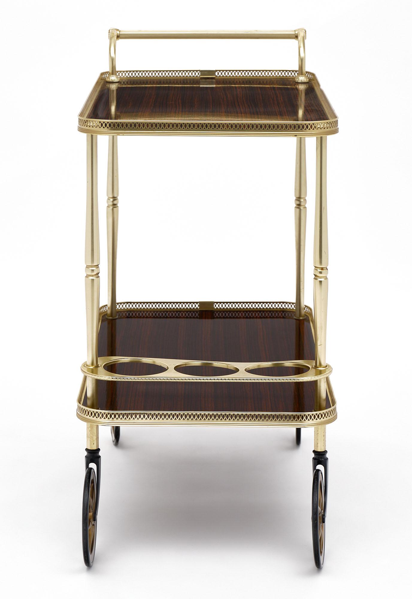 Brass Bar Cart, Mid-Century French