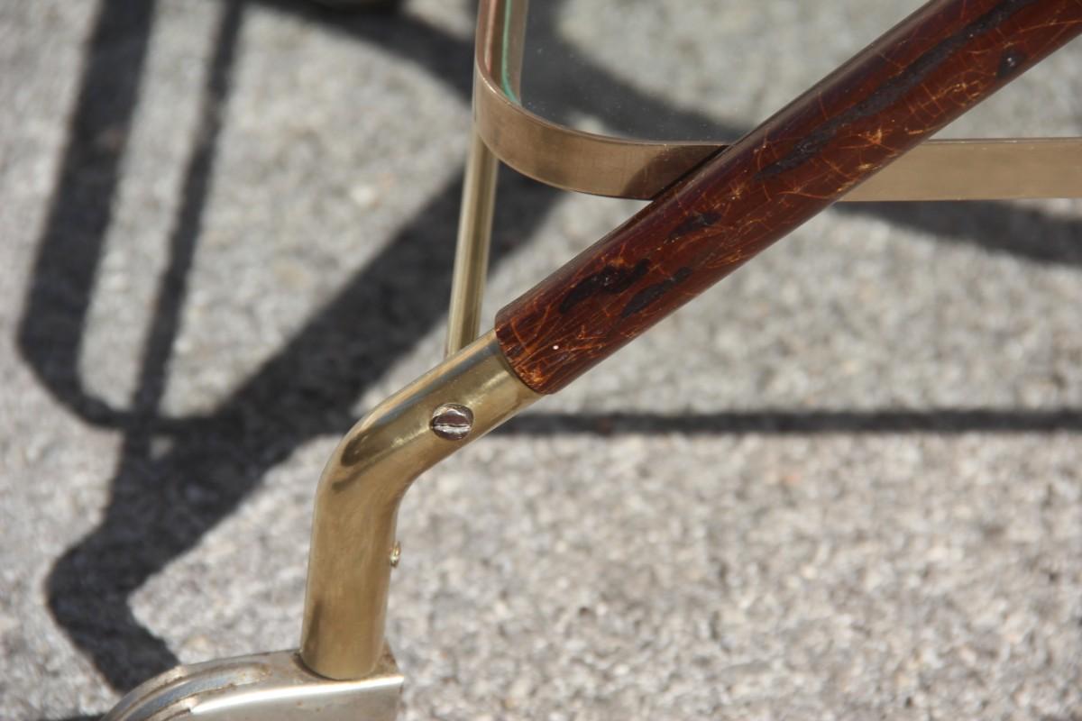 Bar Cart Mid-Century Modern Italian Design Brass Wood Glass Gold Design, 1950 4