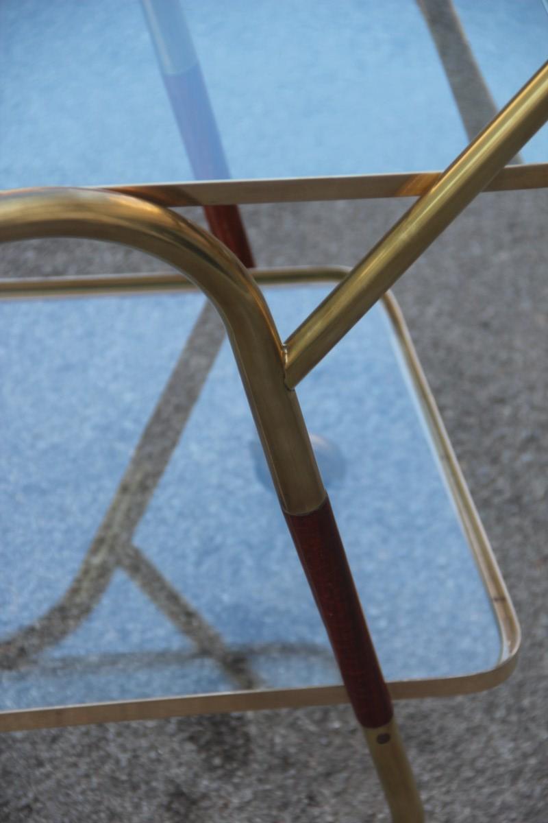 Mid-20th Century Bar Cart Mid-Century Modern Italian Design Brass Wood Glass Gold Design, 1950