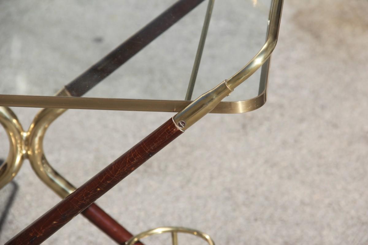 Bar Cart Mid-Century Modern Italian Design Brass Wood Glass Gold Design, 1950 2