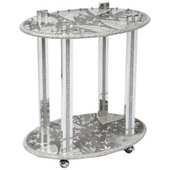 Bar Cart, Ostrich Egg Shelves Inlay, South Africa
