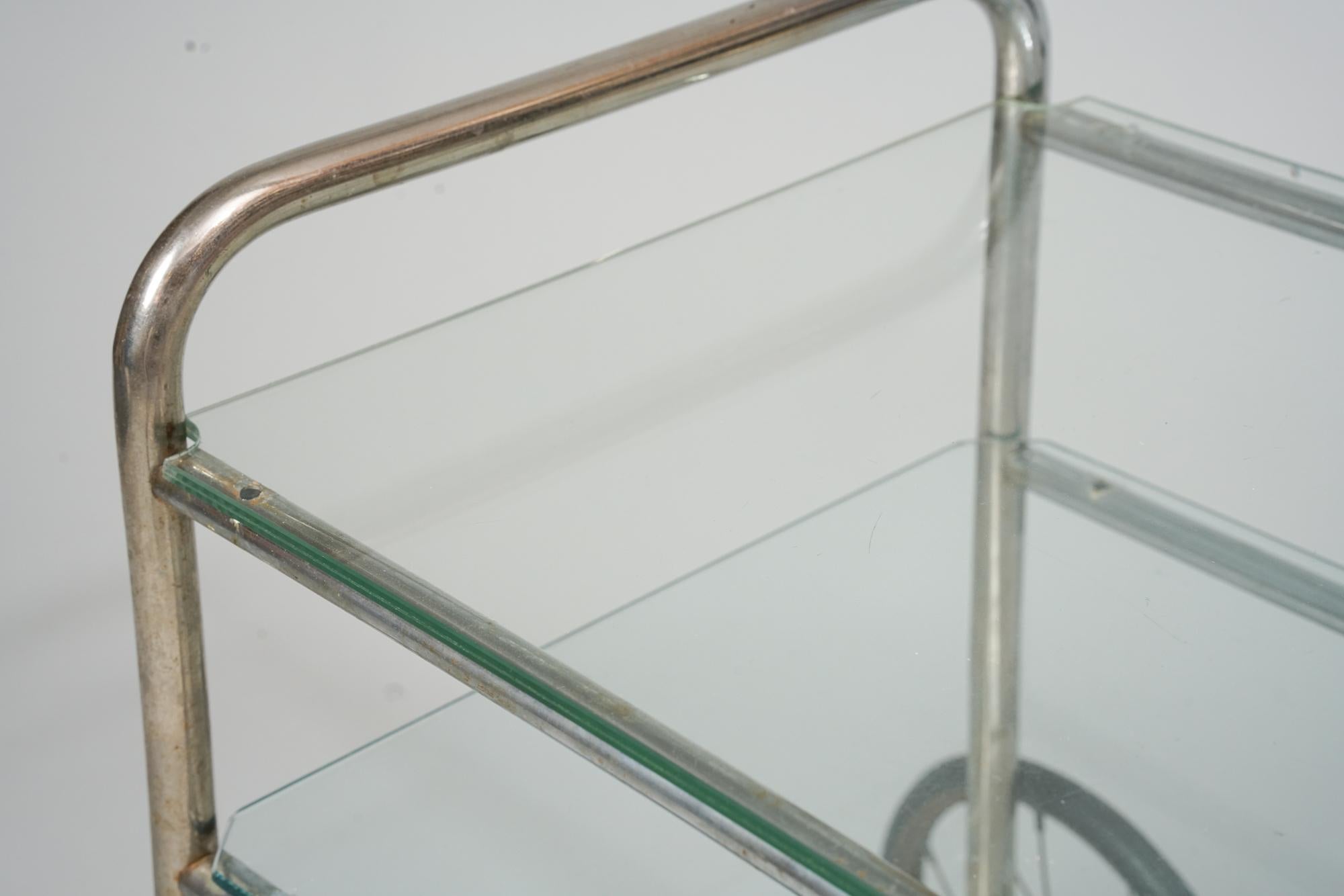 Metal Bar Cart, Pauli E. Blomstedt, Heteka, Finland, 1930s For Sale