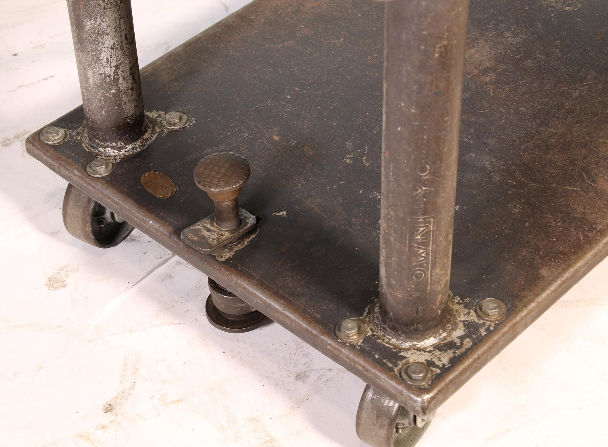 American Bar Cart, Rolling Table Vintage Industrial Adjustable Steel Metal