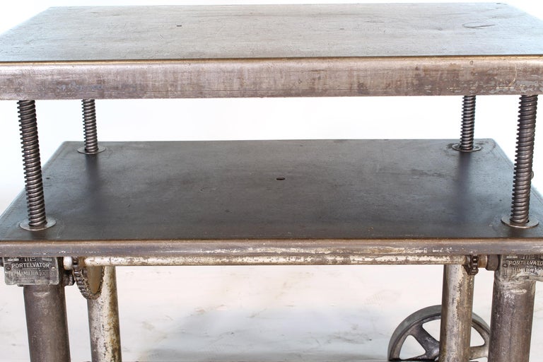 Bar Cart Rolling Table Vintage Industrial Adjustable Steel Metal