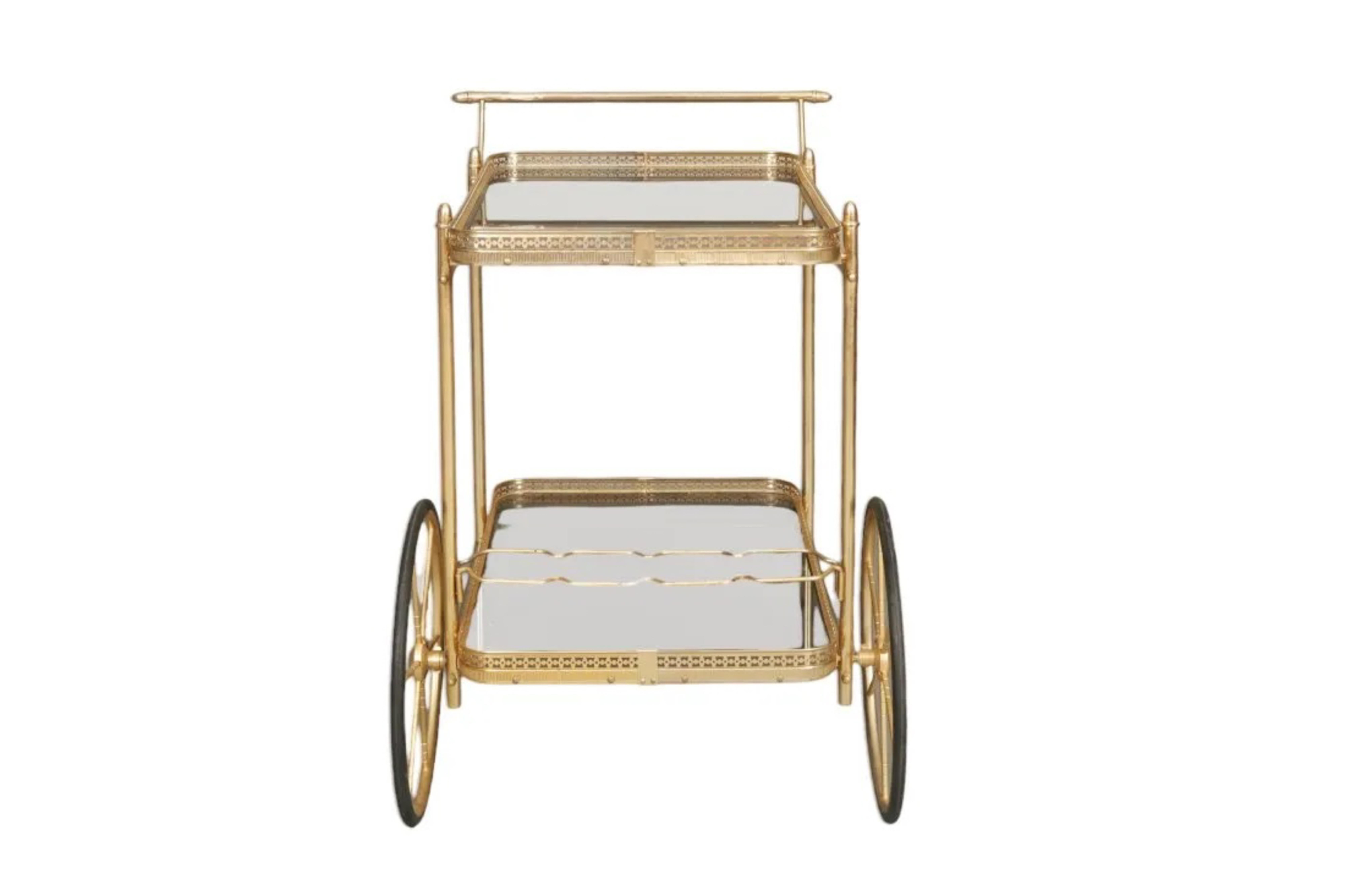Bar Cart Serving Trolley, Brass and Glass For Sale 1