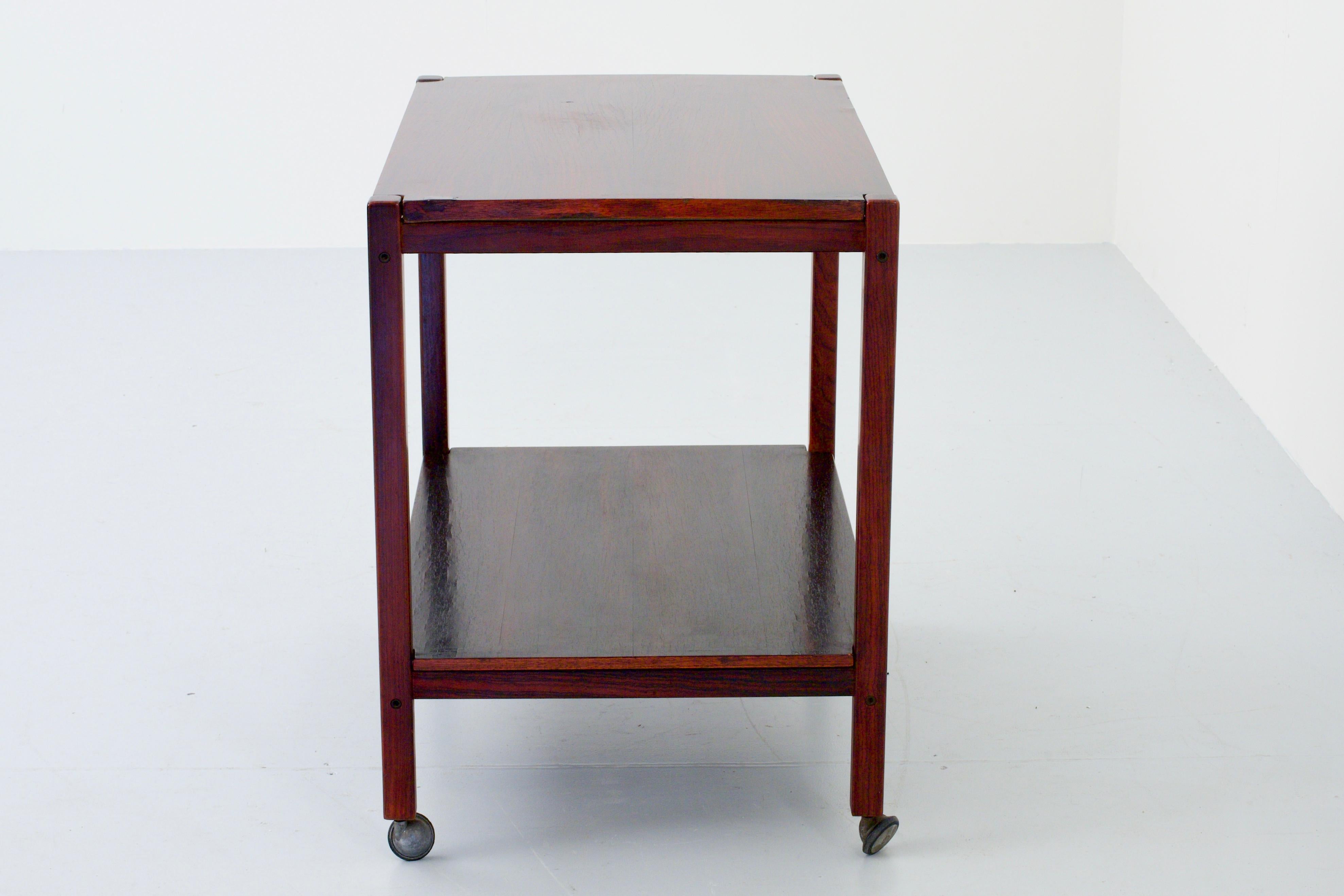 Bar Cart or Serving Trolley in Mahogany and Metal, Italy, 1960s In Good Condition In Amsterdam, NL