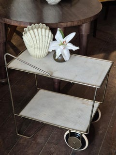 Bar cart / serving trolley, with perforated metal, Midcentury Matégot -style.