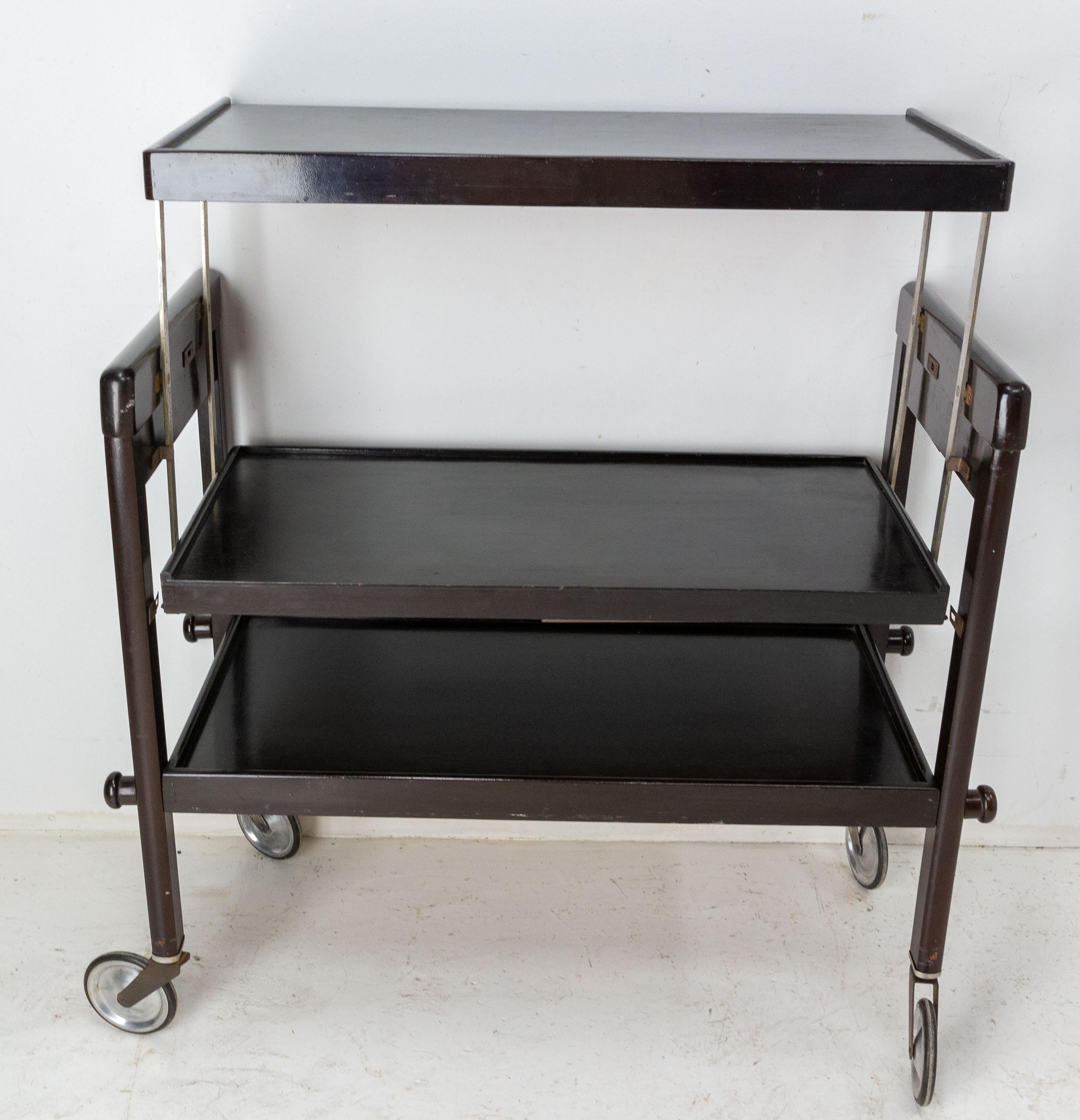 French Bar Cart Table Trolley Removable into Dining Table Geisha, France, c. 1950 For Sale