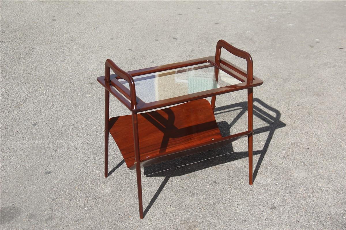 Bar cart tray midcentury Italian design walnut brown wood Ico Parisi De Baggis, model 201,
1953.