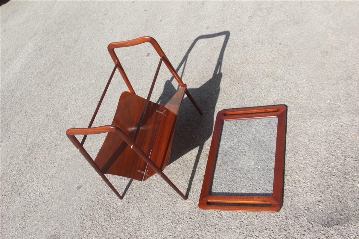 italien Chariot de bar Plateau Midcentury Italian Design Walnut Brown Wood Ico Parisi De Baggis en vente