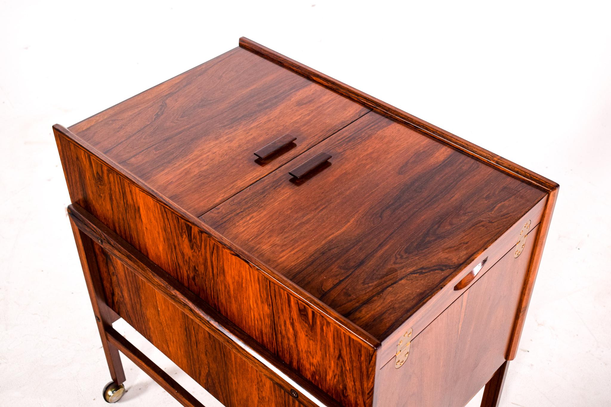 Danish Bar Cart Trolley by Andreas Hansen in Rosewood, 1960s