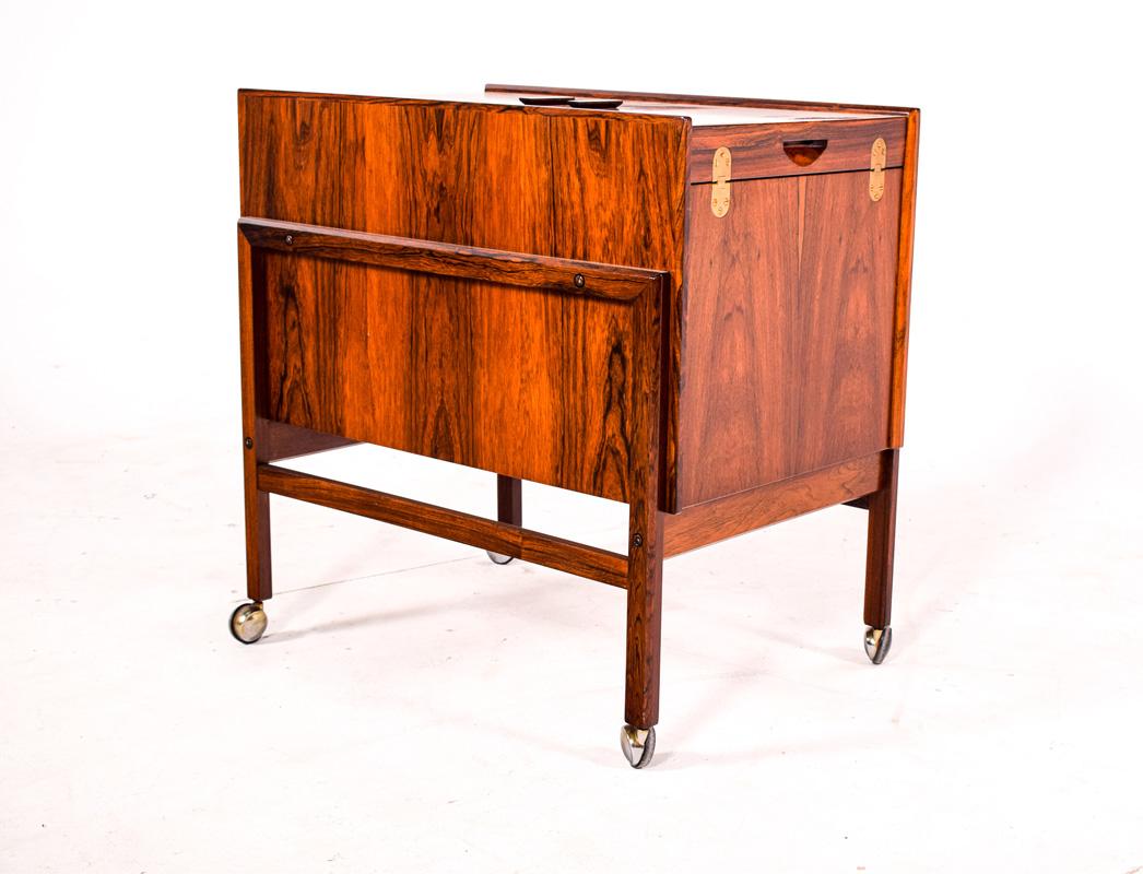 Danish Bar Cart Trolley by Andreas Hansen in Rosewood, 1960s
