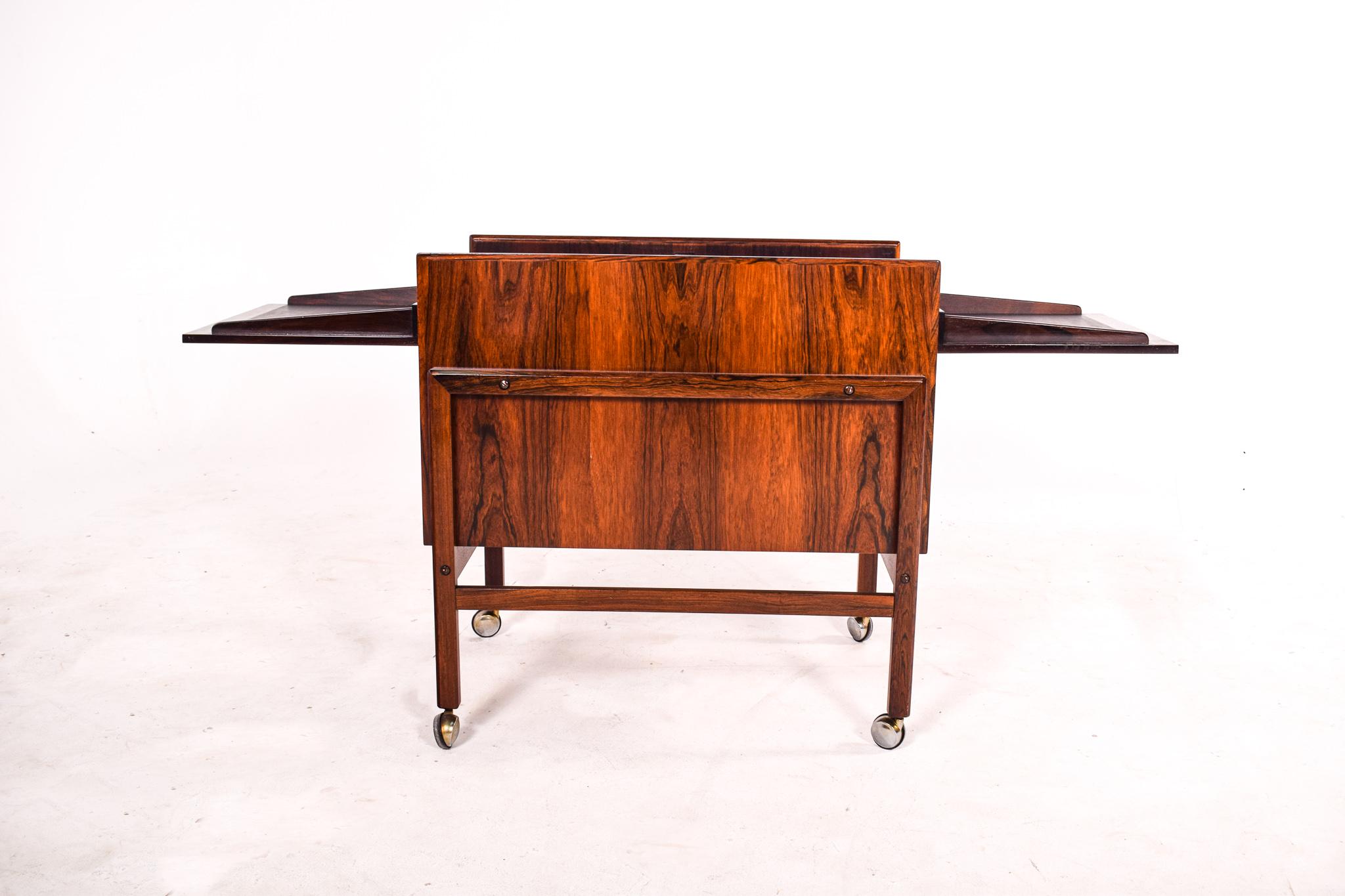 Mid-20th Century Bar Cart Trolley by Andreas Hansen in Rosewood, 1960s