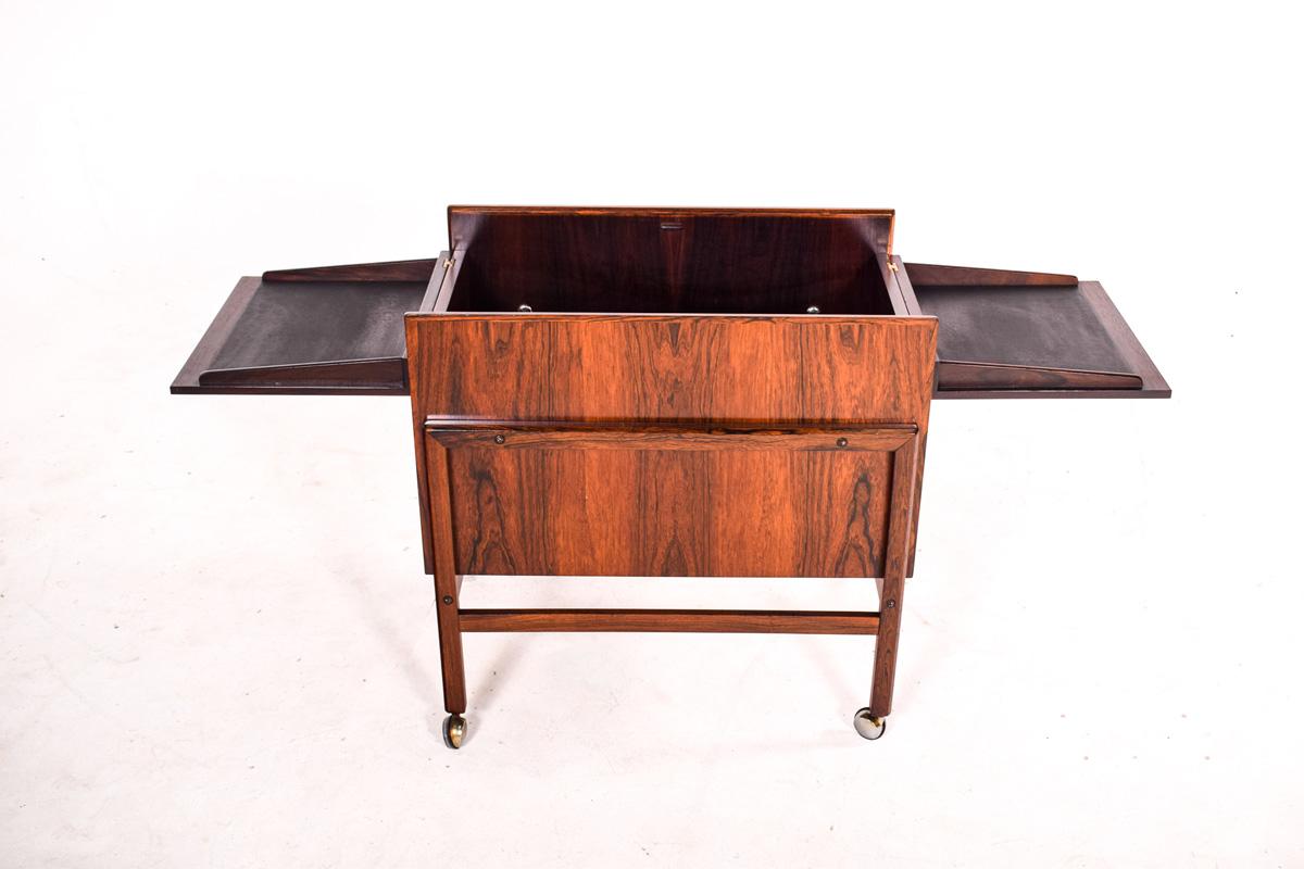 Mid-20th Century Bar Cart Trolley by Andreas Hansen in Rosewood, 1960s
