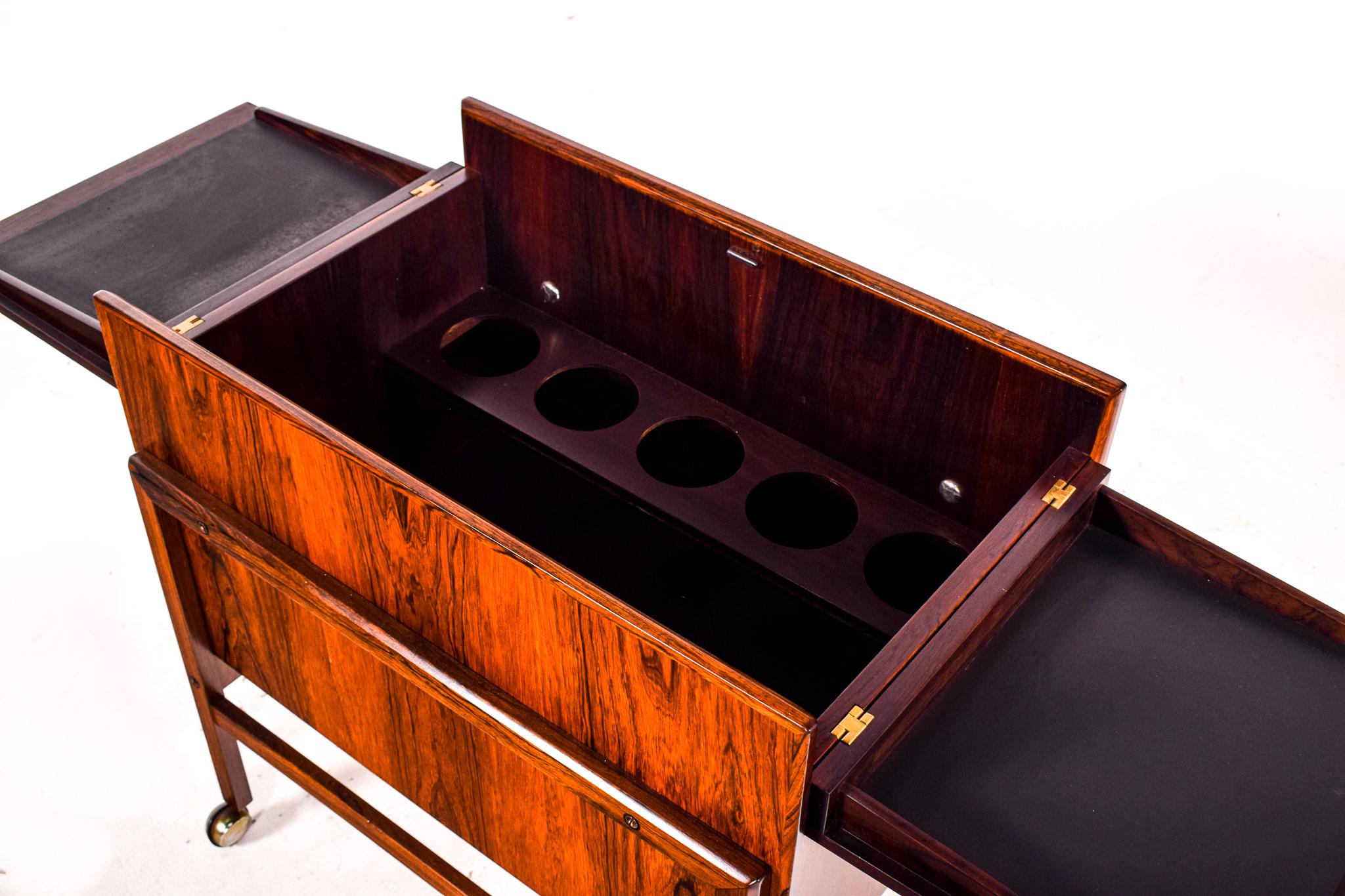 Bar Cart Trolley by Andreas Hansen in Rosewood, 1960s 2