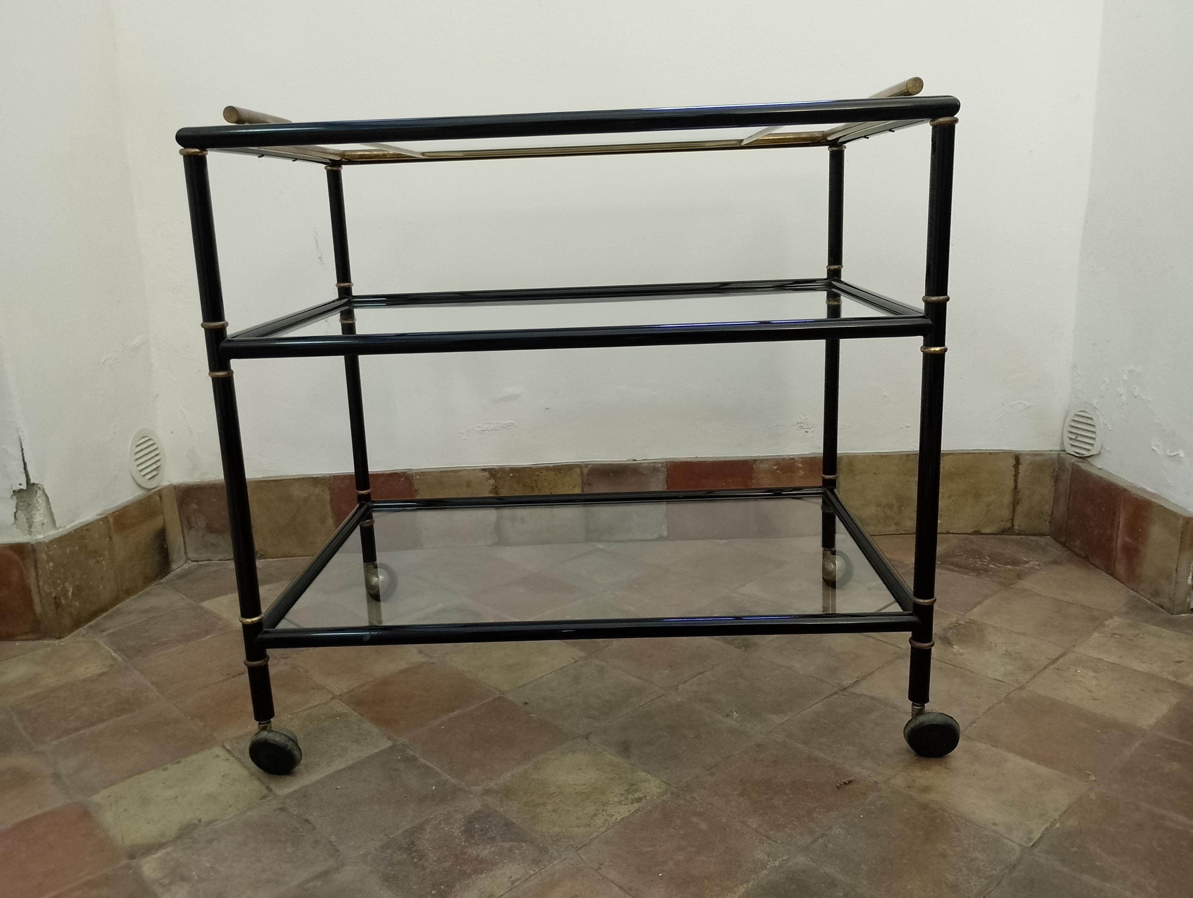 Laiton Chariot de bar, Italie 1960 en vente