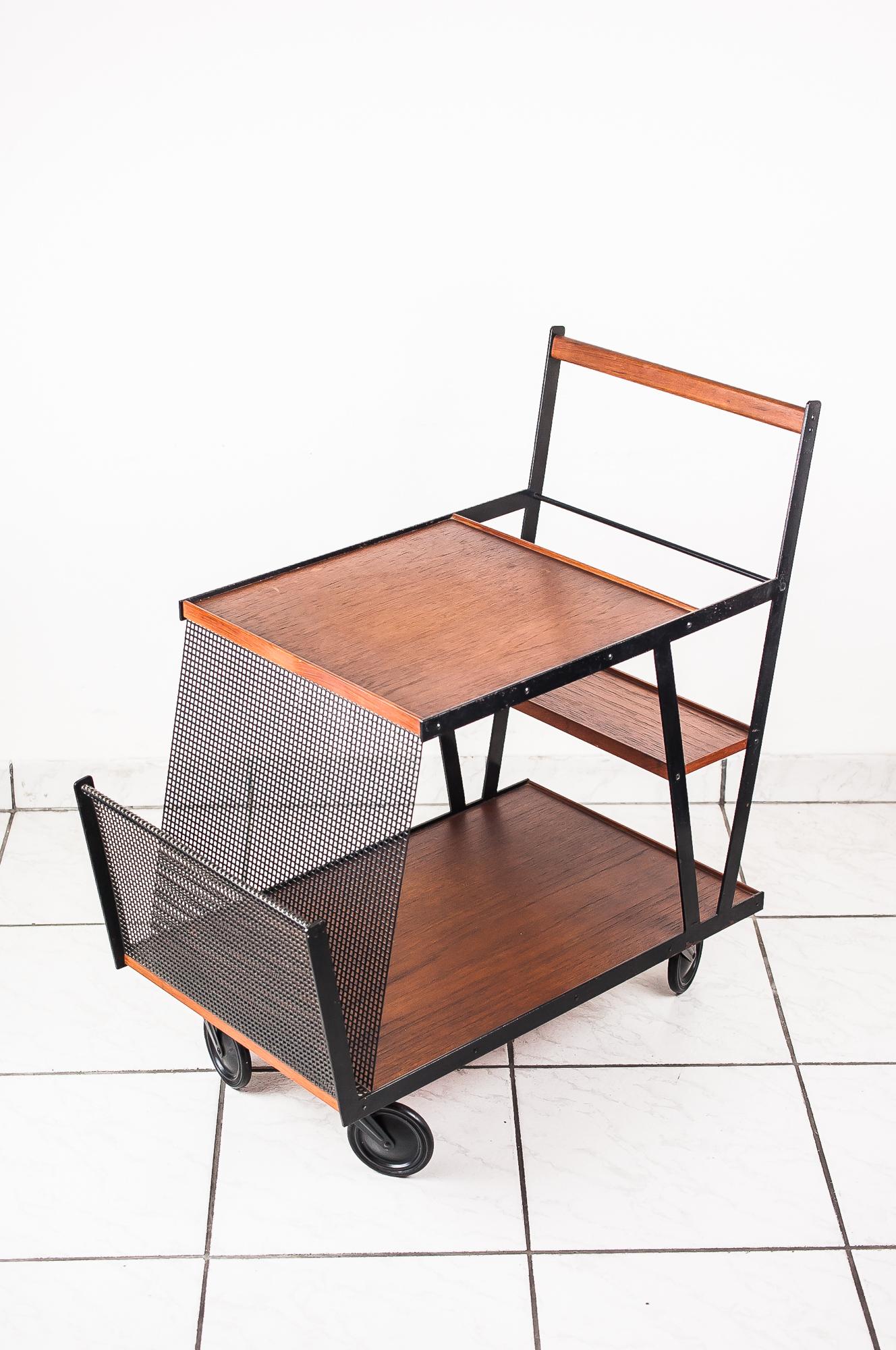 Bar Cart Vienna circa 1950s with Punched Grid In Good Condition For Sale In Wien, AT