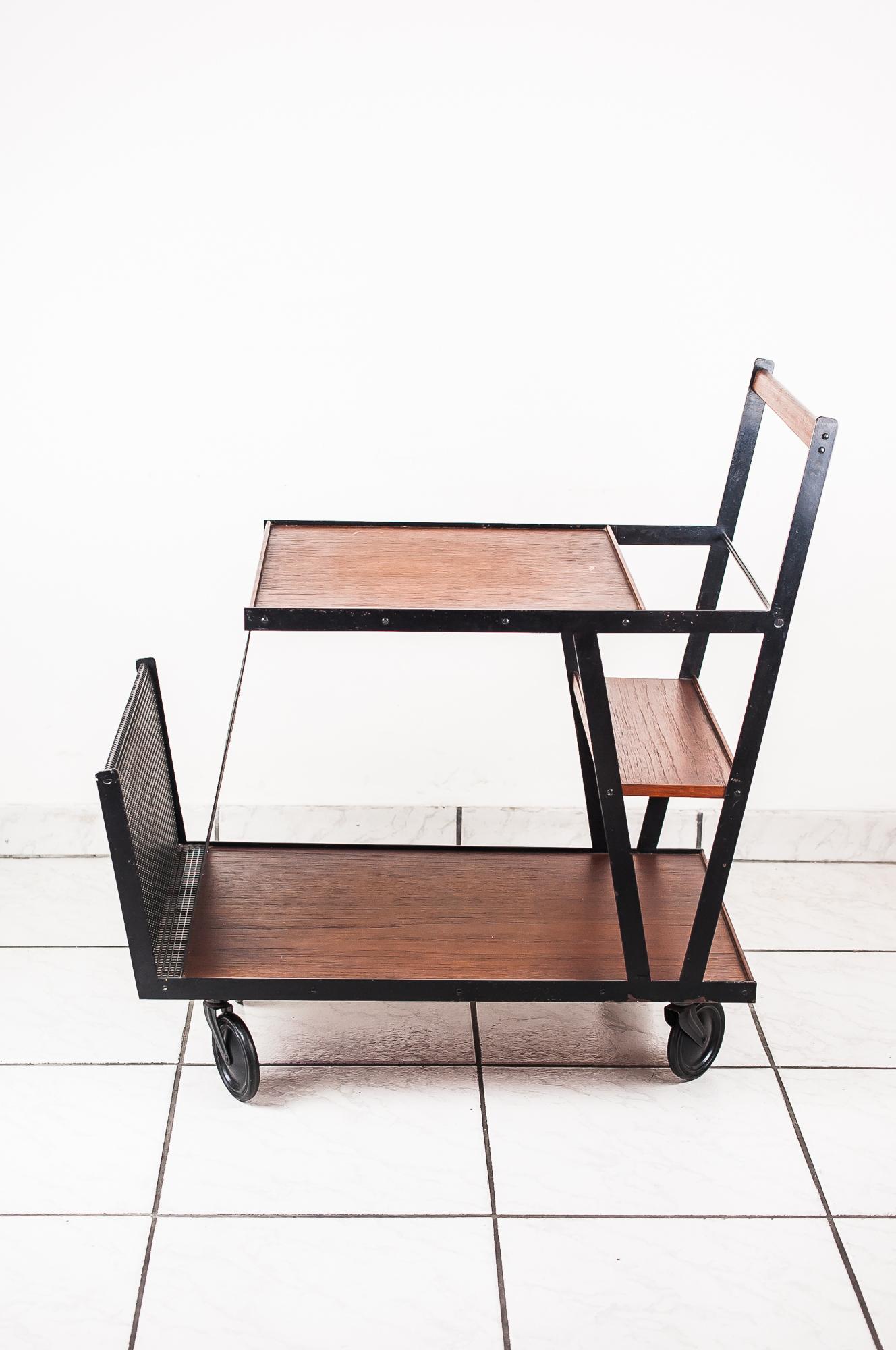 Mid-20th Century Bar Cart Vienna circa 1950s with Punched Grid For Sale