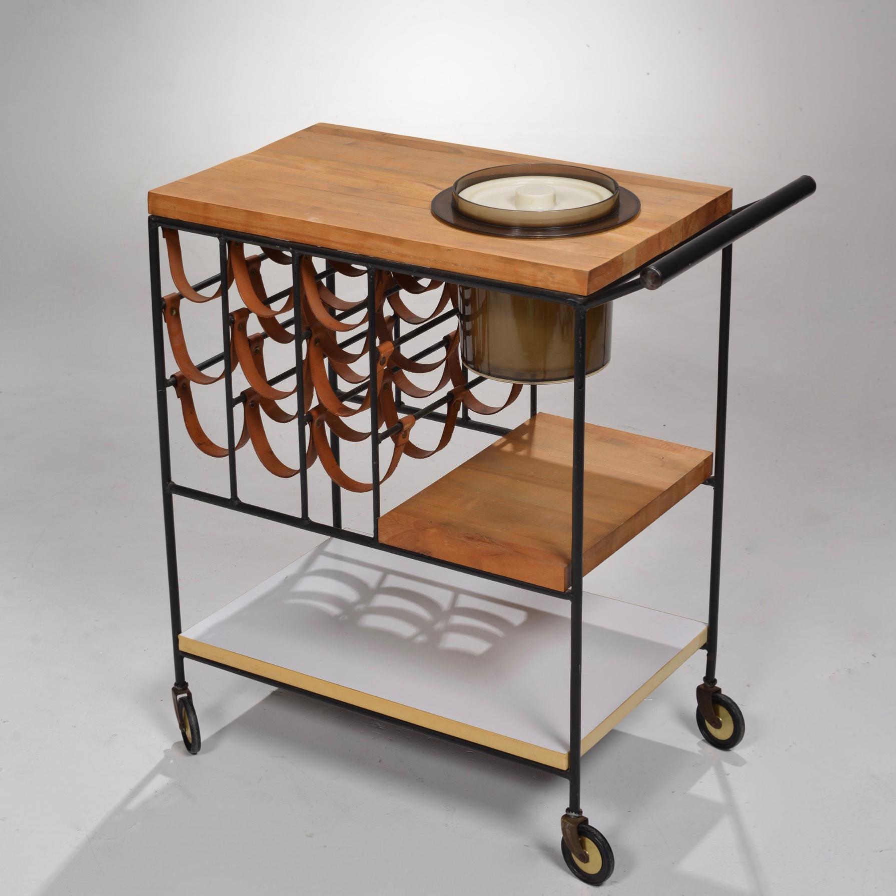 Organic Modern Bar Cart with Wine Rack by Arthur Umanoff