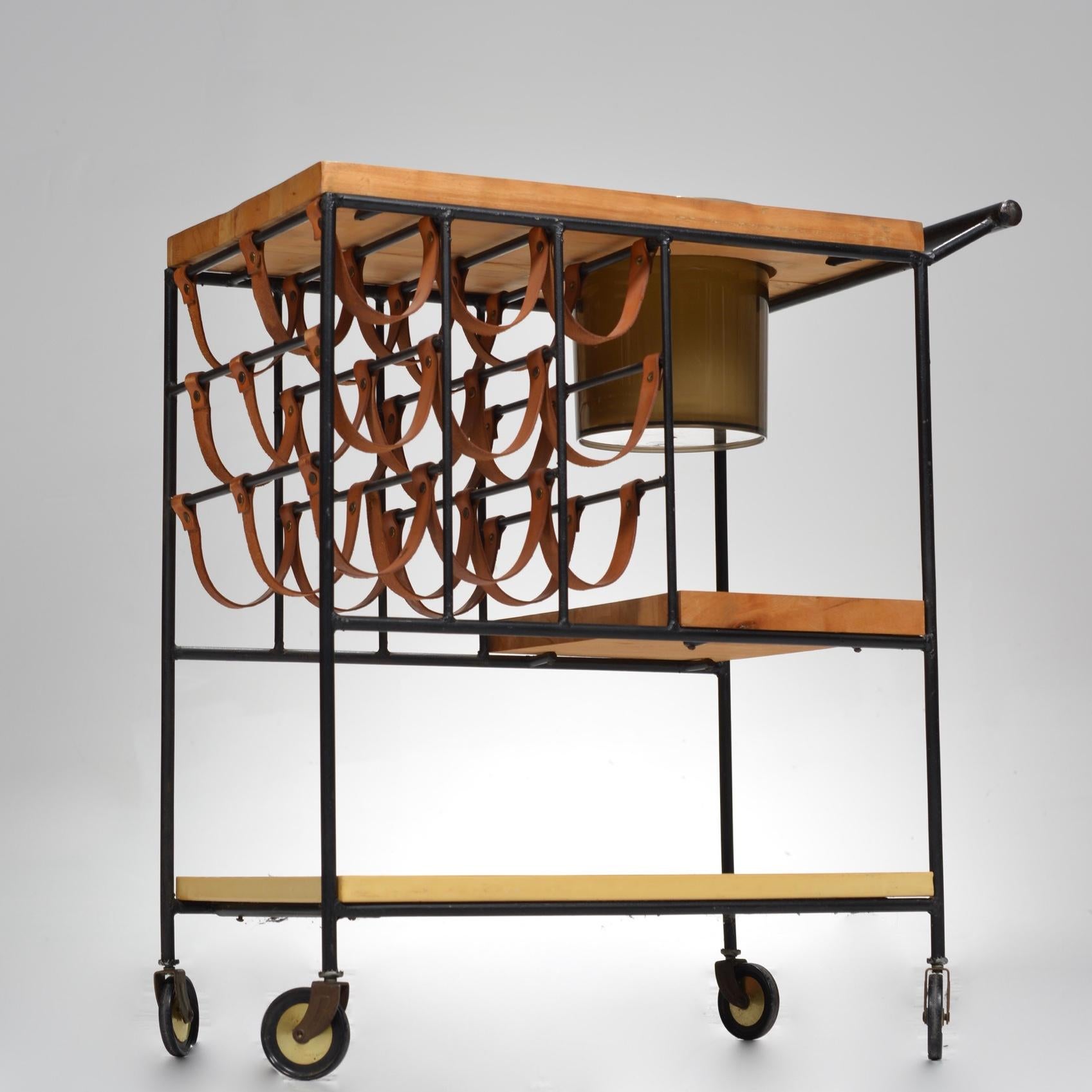 Mid-20th Century Bar Cart with Wine Rack by Arthur Umanoff