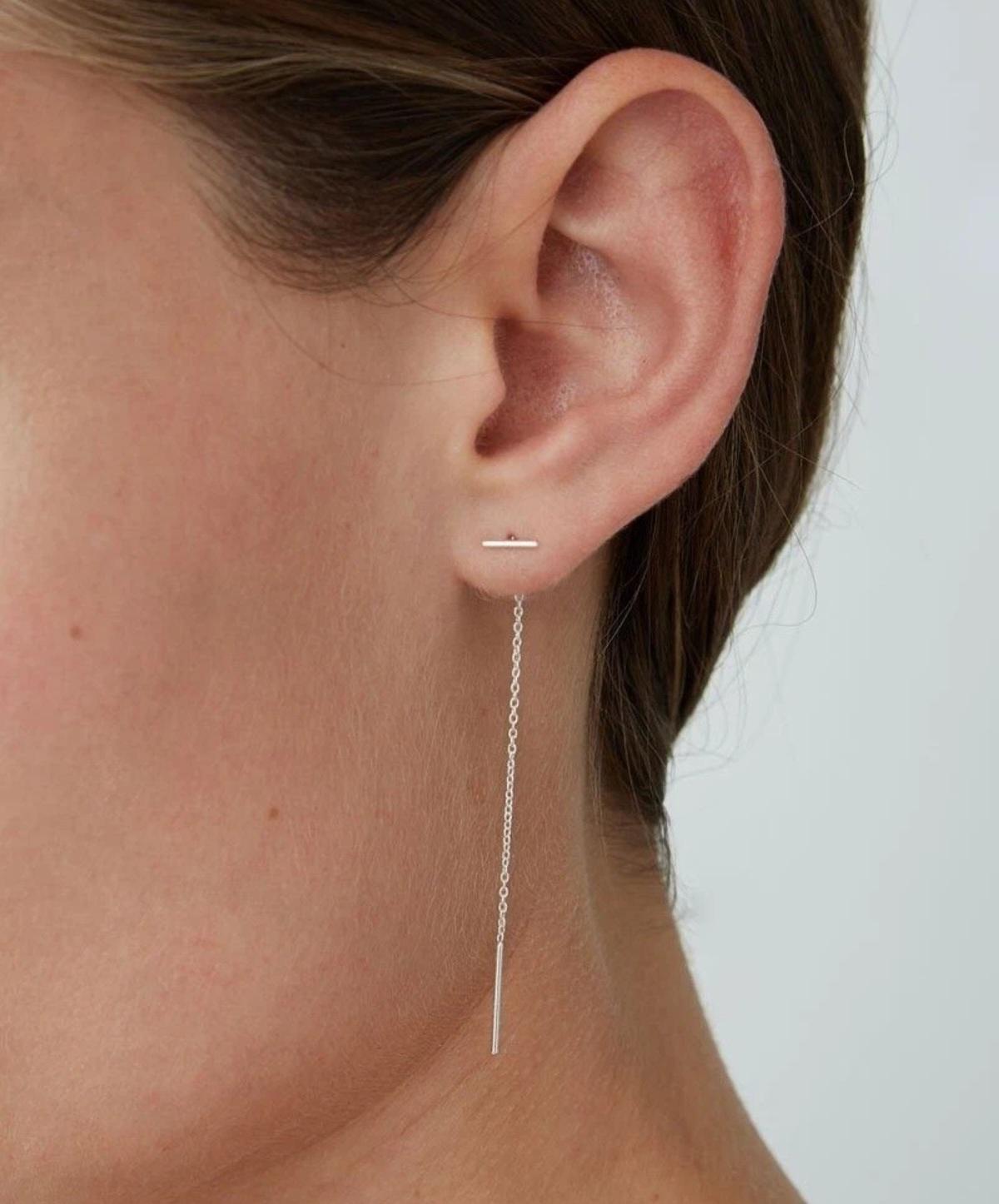 Bar Kette Thread Ohrringe 925 Silber Frauen Threader Ohrring Mode Schmuck Geschenk im Angebot 1