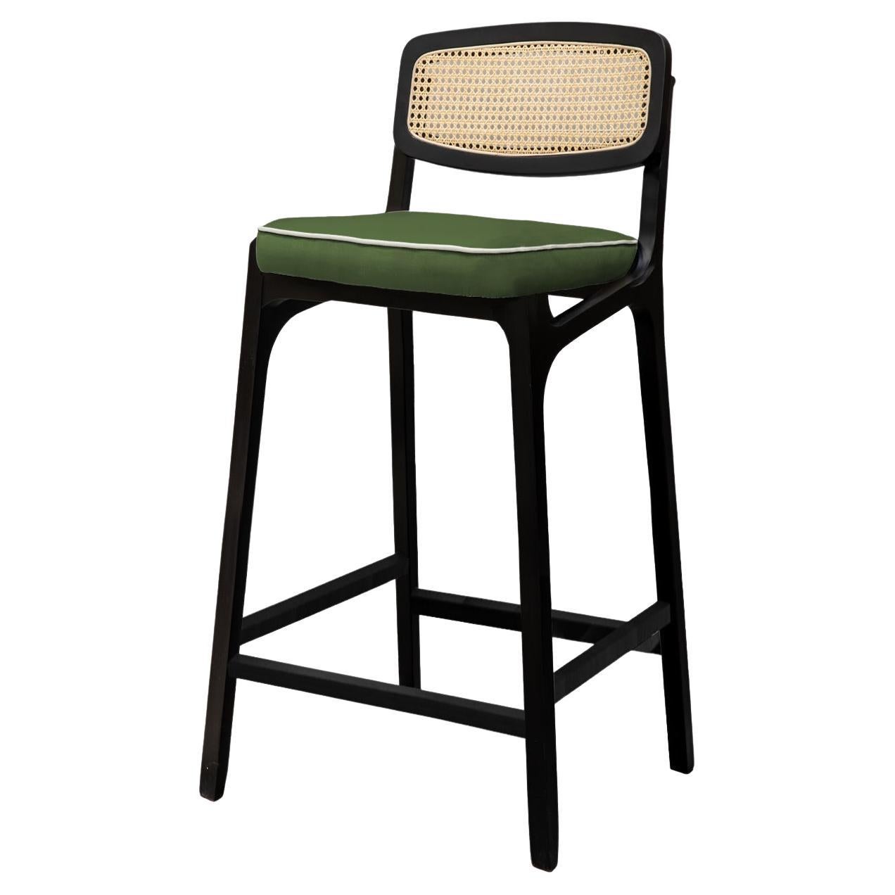 Bar Chair Karl in Black Structure and Paris Forest