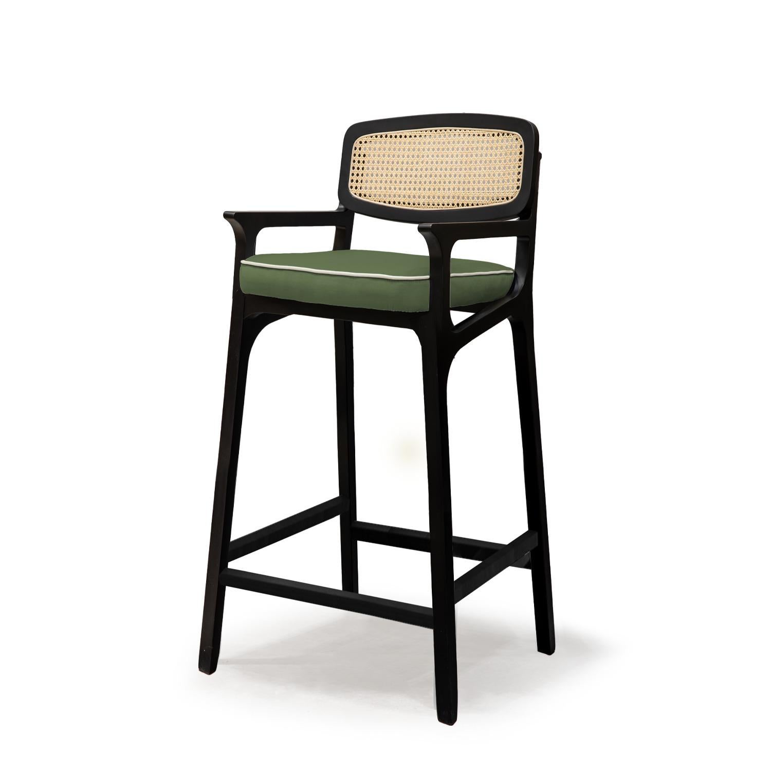 Bar Chair Karl with Arms in Solid Wood and Upholstery New In New Condition In Lisbon, PT