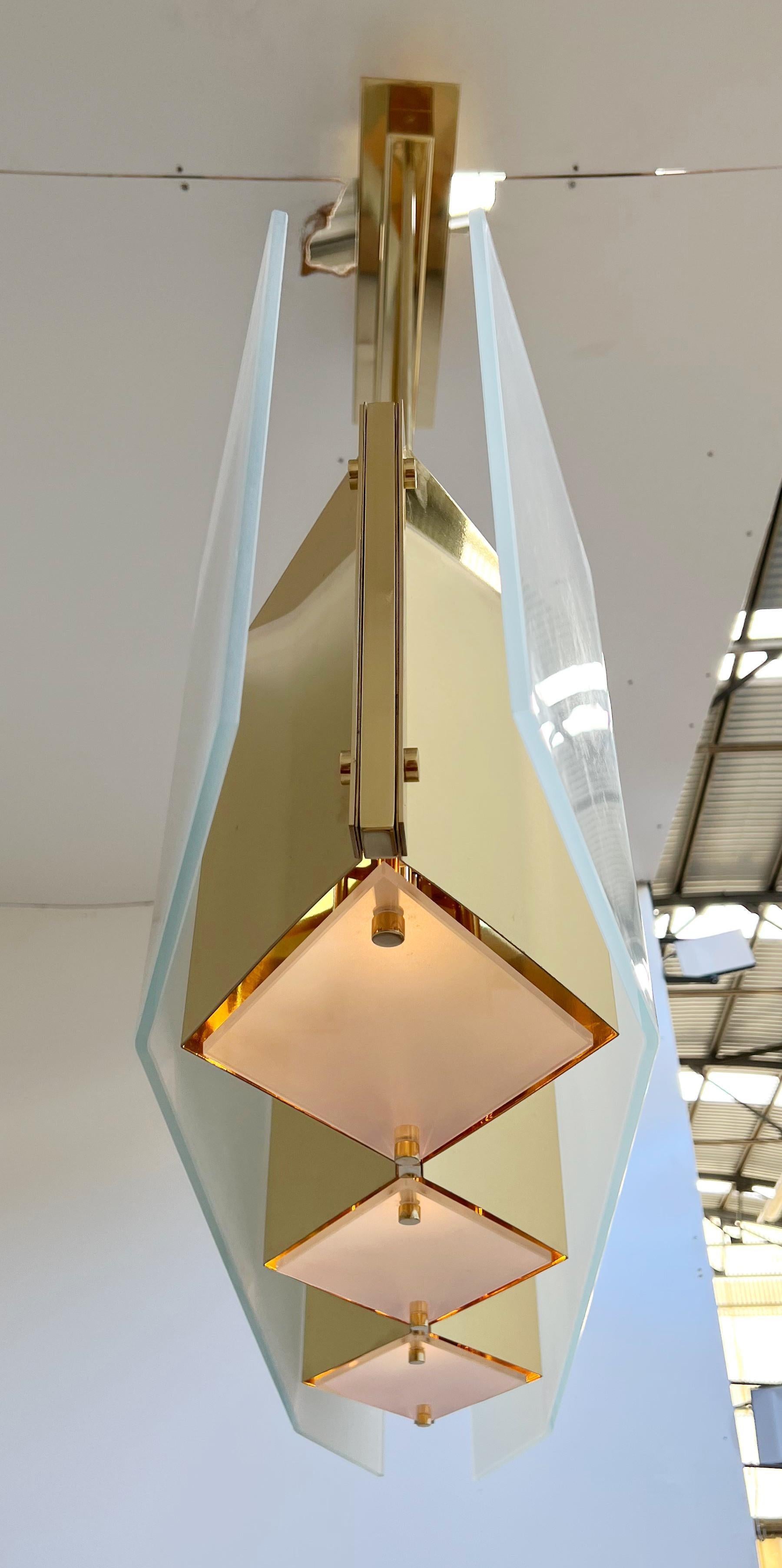 Brass Bar Chandelier by Fabio Ltd For Sale