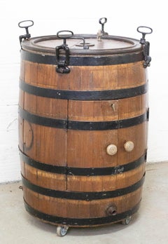 Bar Cocktail Cabinet Barrel, Oak and Wrought Iron, France, 19th Century
