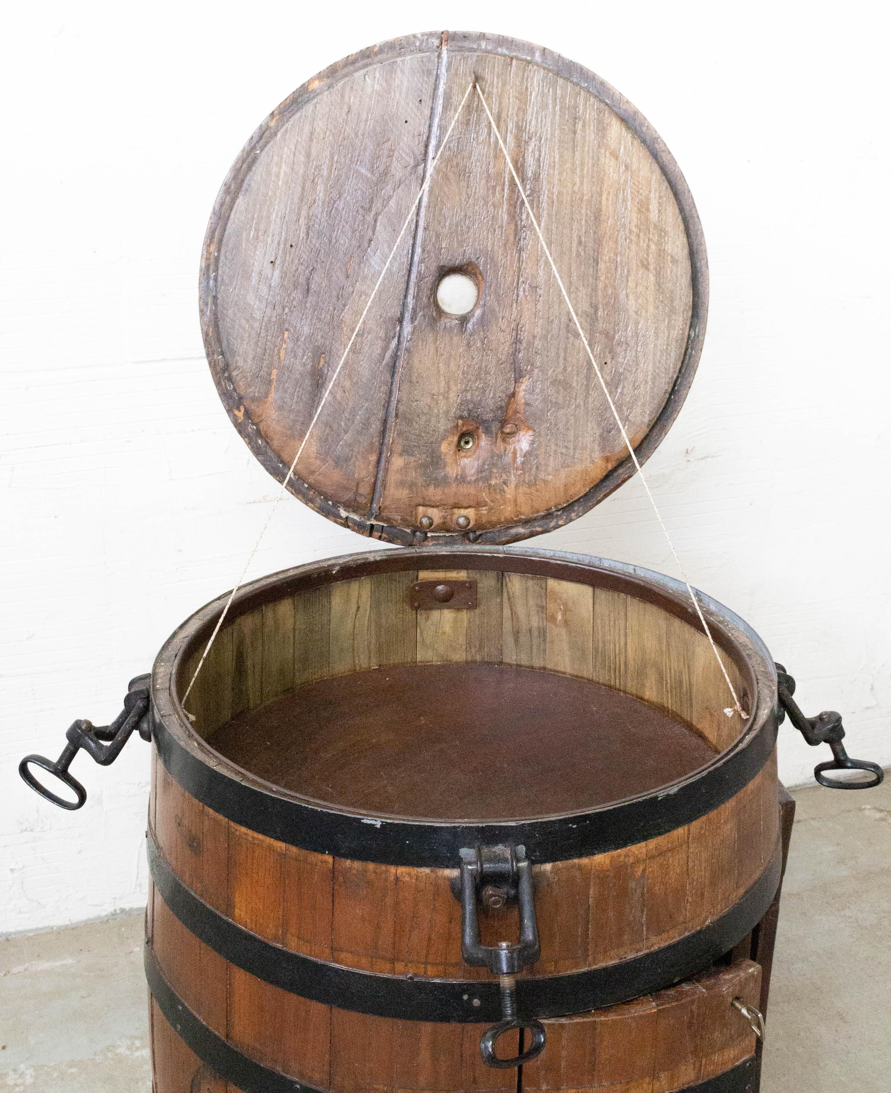 Bar Cocktail Cabinet Barrel, Oak and Wrought Iron, France, 19th Century 3