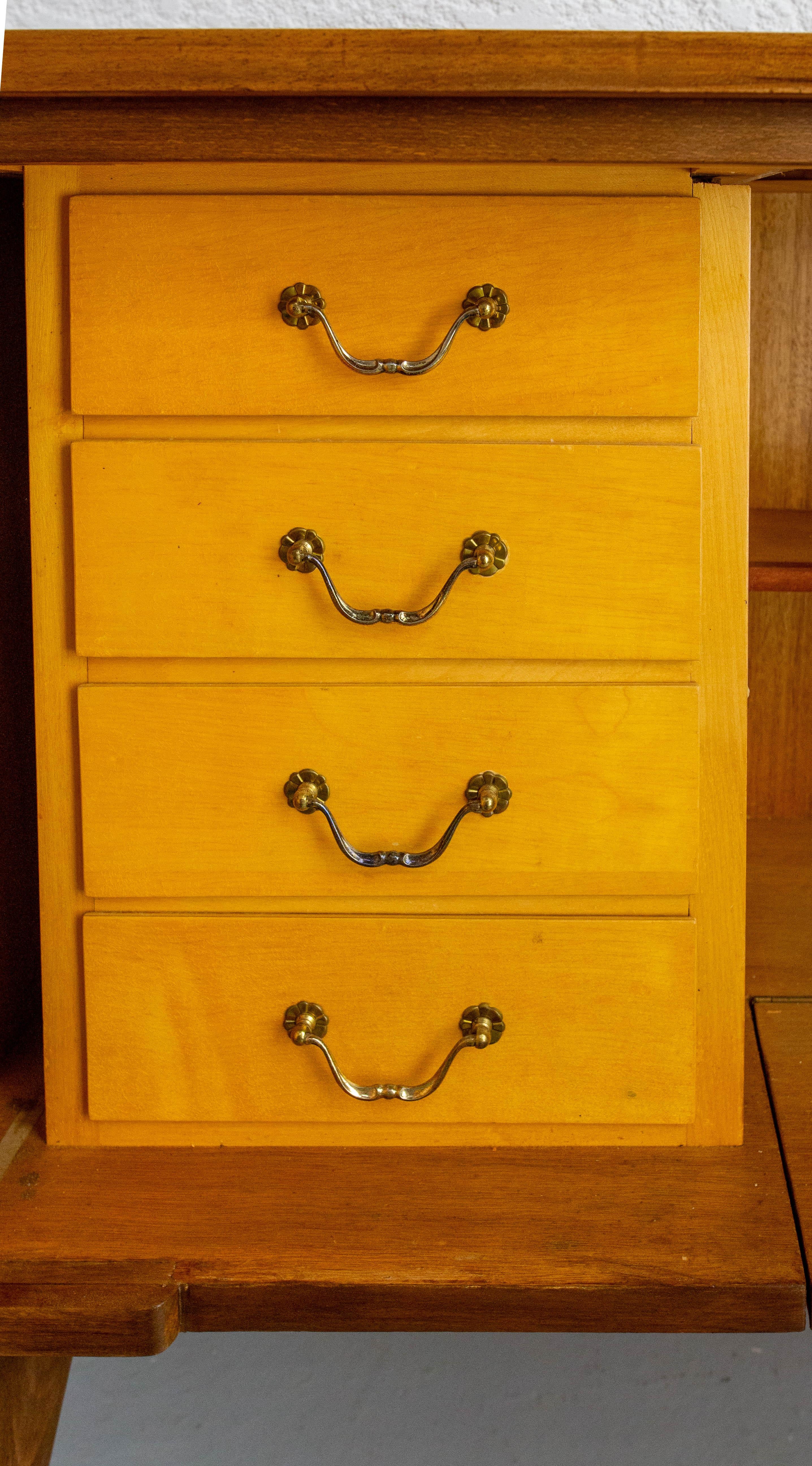 Bar Cocktail Cabinet, Walnut & Marble France, 20th Mid-Century For Sale 3