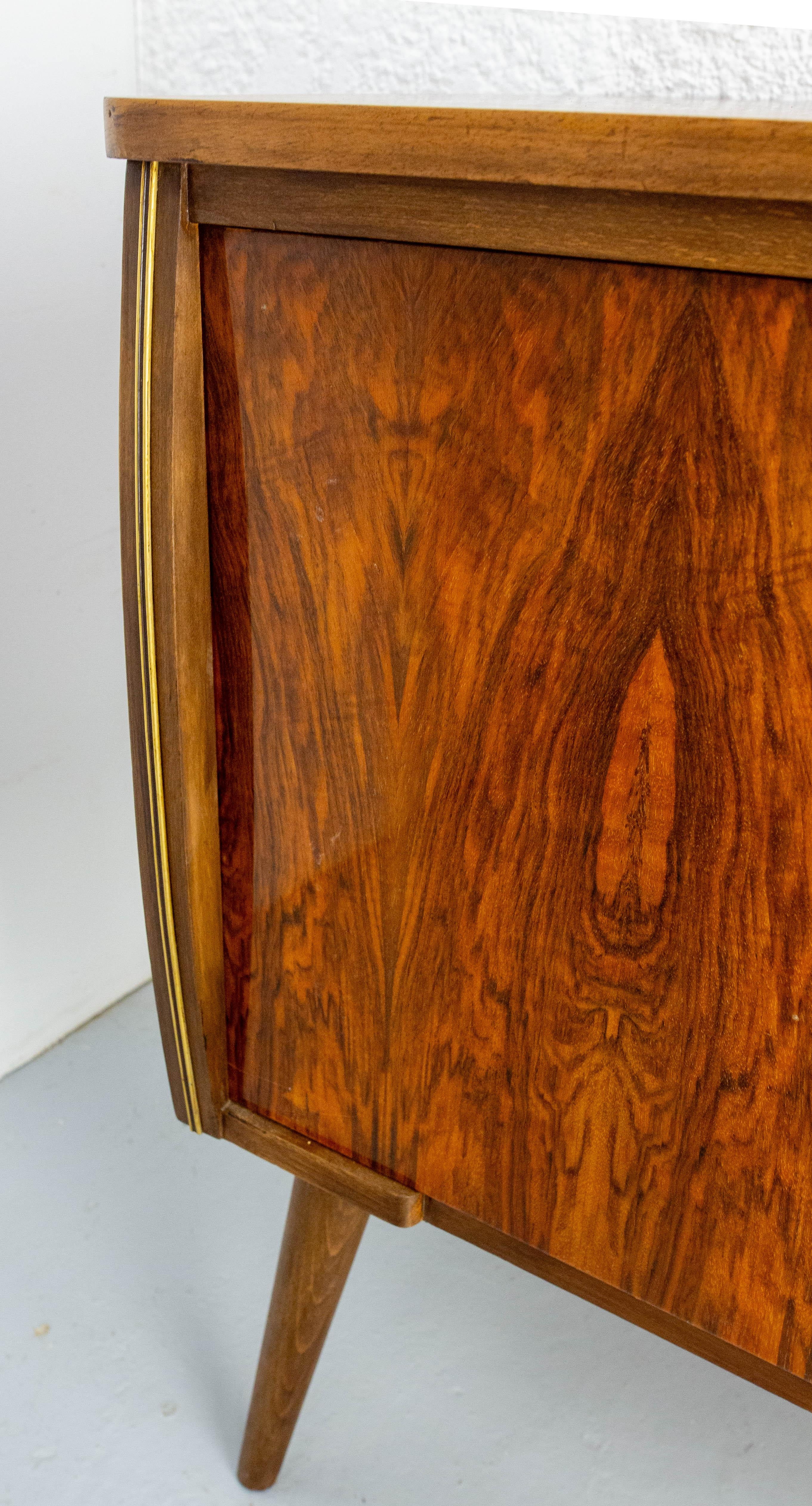 19th Century Bar Cocktail Cabinet, Walnut & Marble France, 20th Mid-Century For Sale