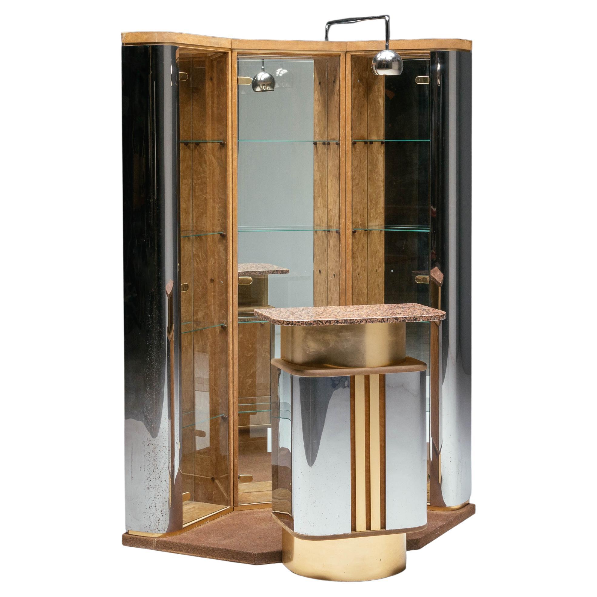 Bar corner cabinet by Willy Rizzo, Italy, 1970s For Sale