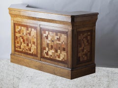 Bar Counter in Oak and Marquetry, France Art-Deco Period