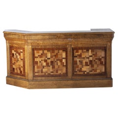 Vintage Bar Counter in Oak and Marquetry, France Art-Deco Period
