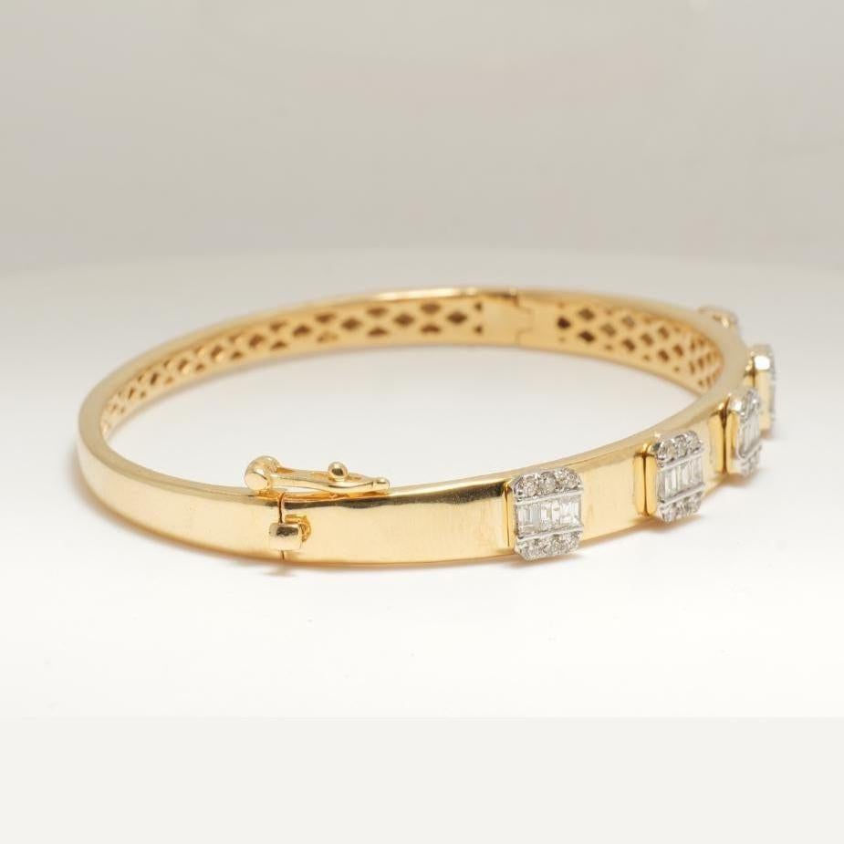 Bar Diamond Bangle Armband aus 14k massivem Gold (zertifiziert) im Zustand „Neu“ im Angebot in New Delhi, DL