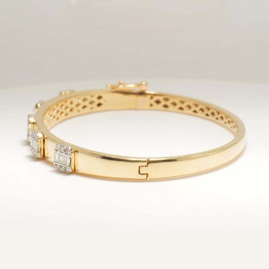 Bar Diamond Bangle Armband aus 14k massivem Gold (zertifiziert) Damen im Angebot