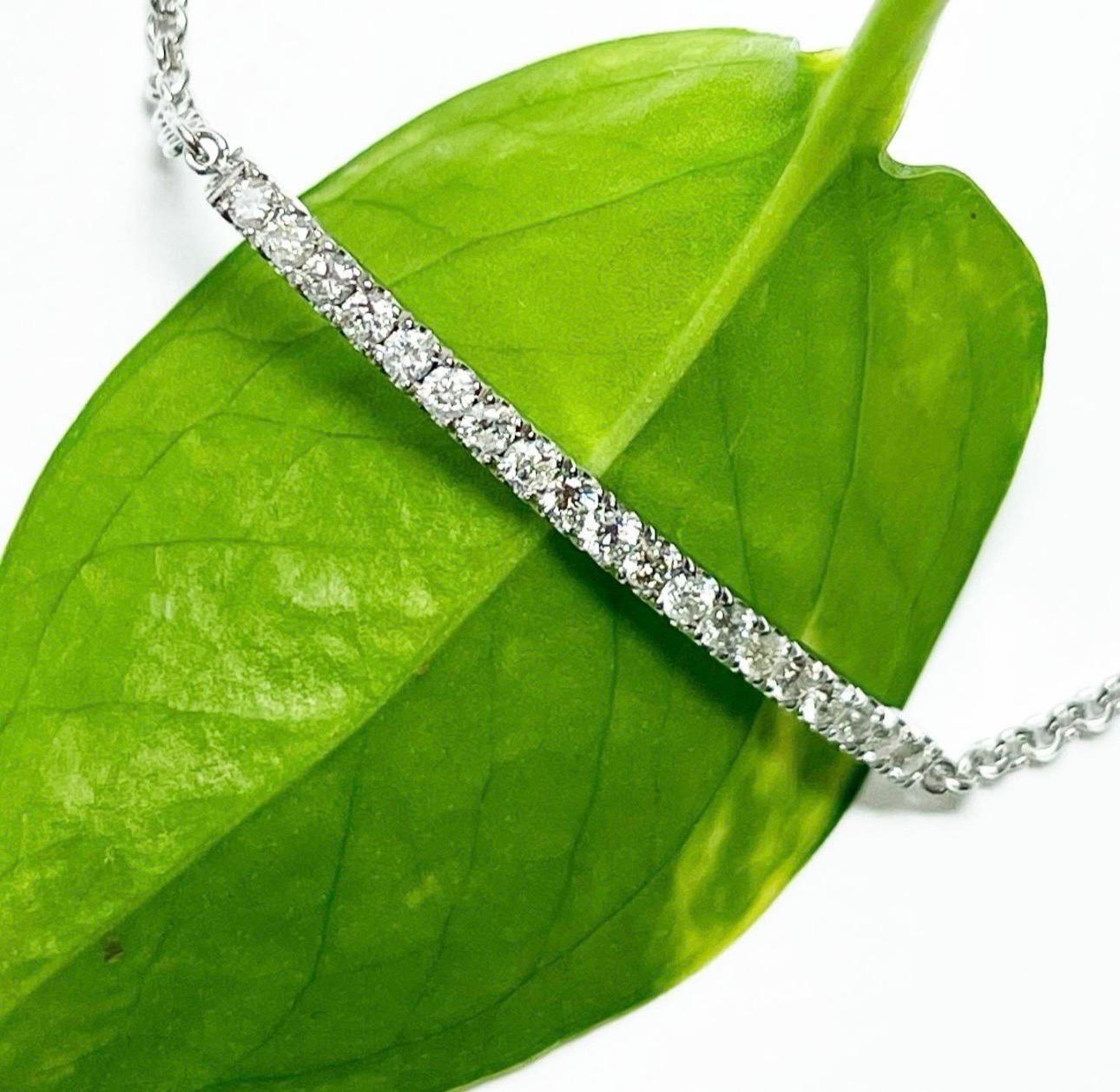 Taille brillant Bracelet à barres de diamants en or 18 carats avec extension de diamants naturels de 6 à 9 pouces en vente