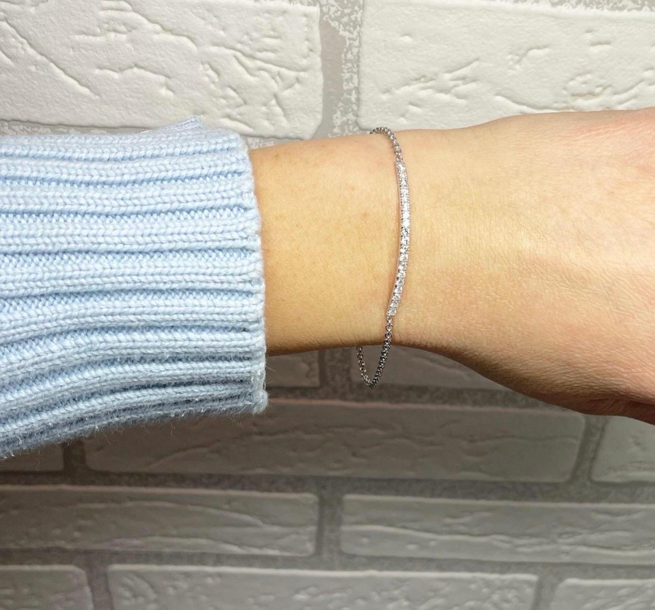 Bracelet à barres de diamants en or 18 carats avec extension de diamants naturels de 6 à 9 pouces Neuf - En vente à Boca Raton, FL
