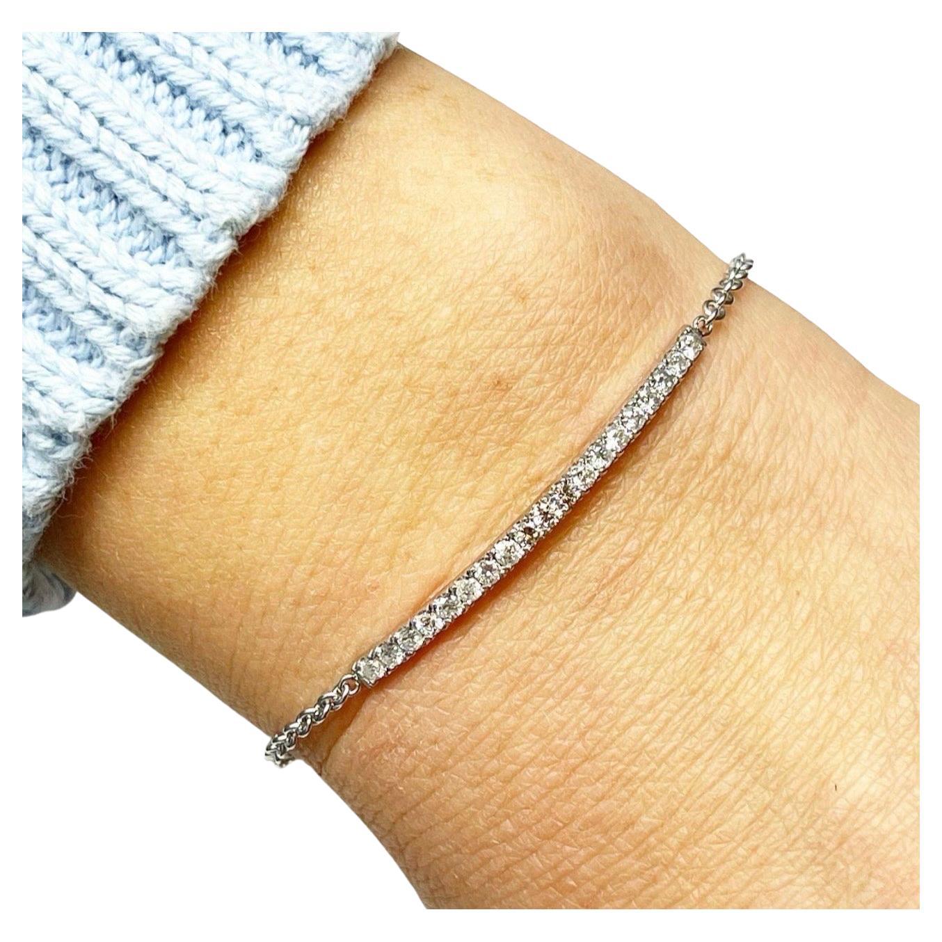 Bar Diamond Bracelet 18KT Gold 6"-9" extension natural diamond bracelet fine