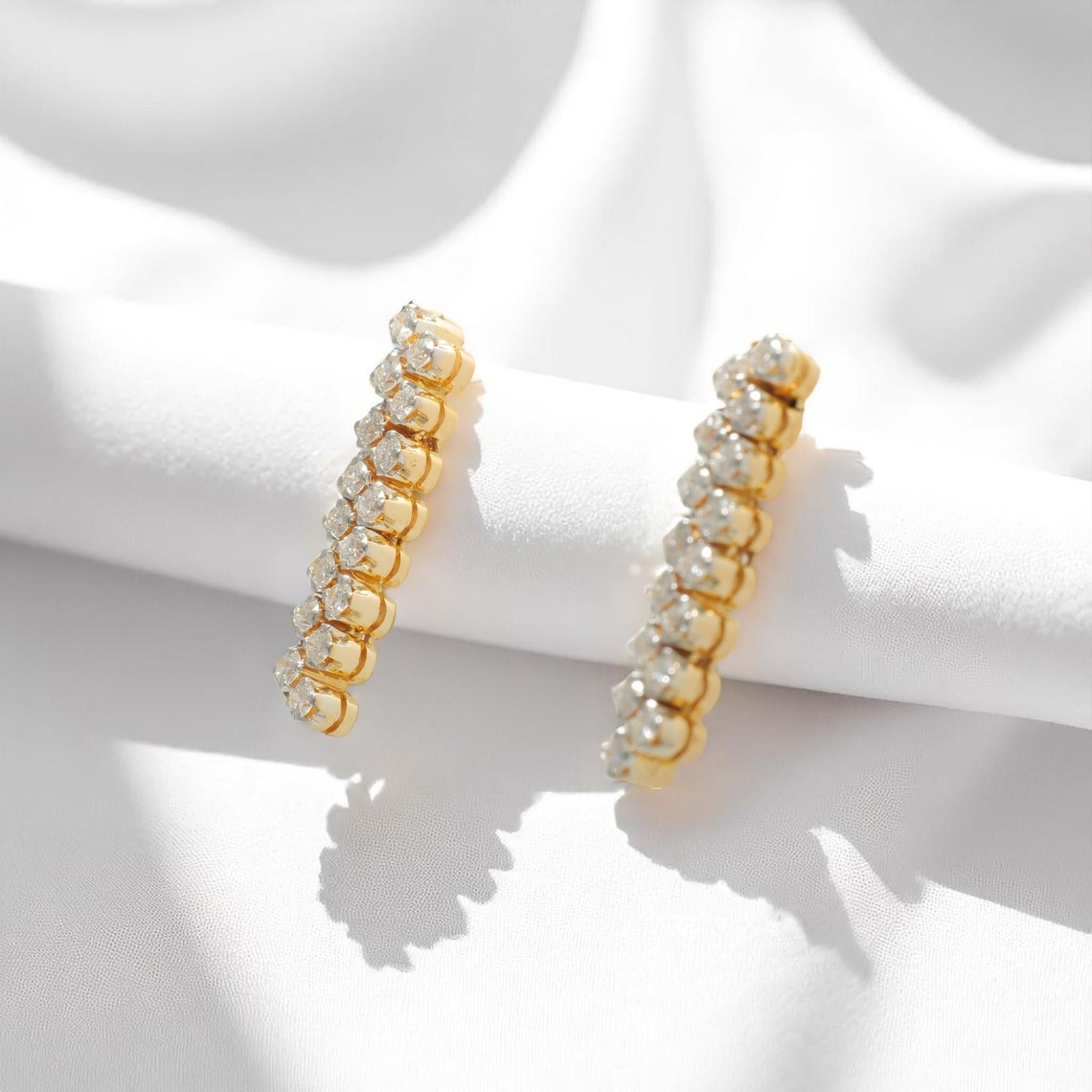 Art Déco Orecchini con diamante a barretta in oro massiccio 14K (certificati) in vendita