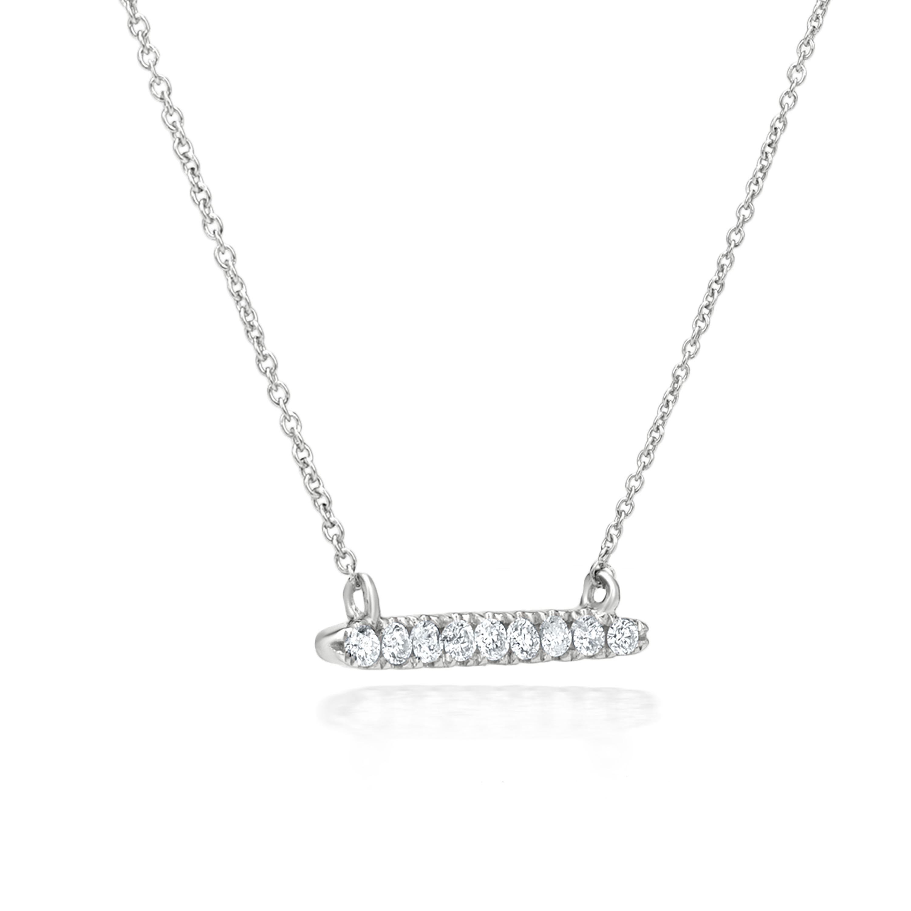 Contemporary Luxle Bar Diamond Pendant Necklace in 18K White Gold