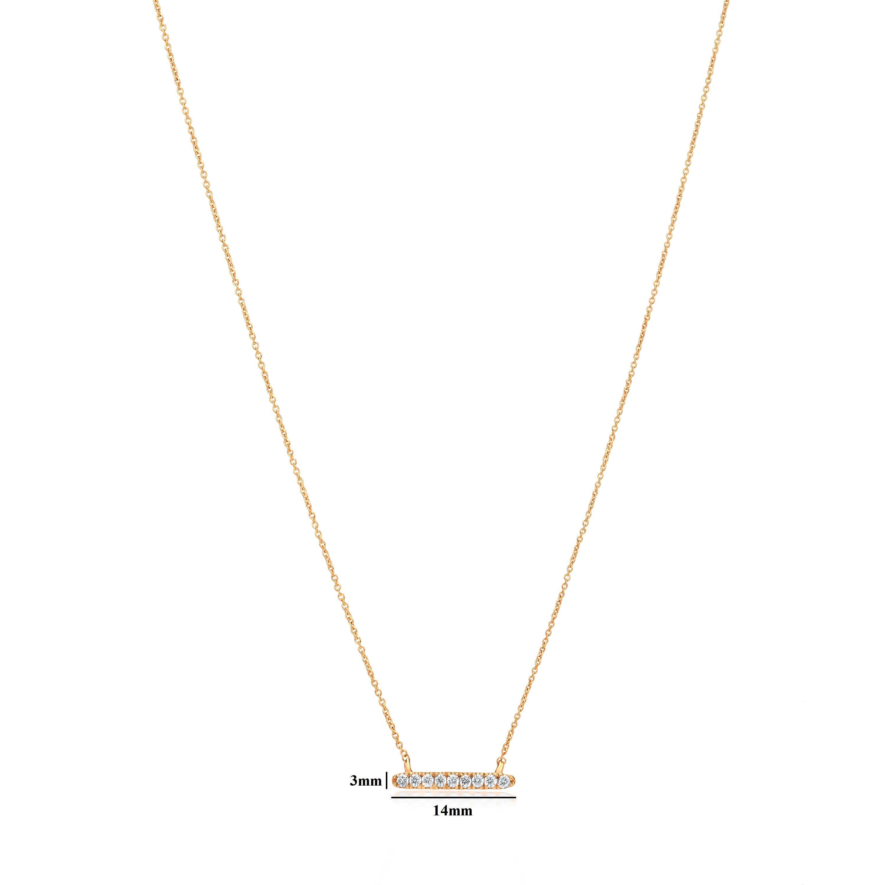 Luxle  Bar Diamond Pendant Necklace in 18K Yellow Gold In New Condition In New York, NY